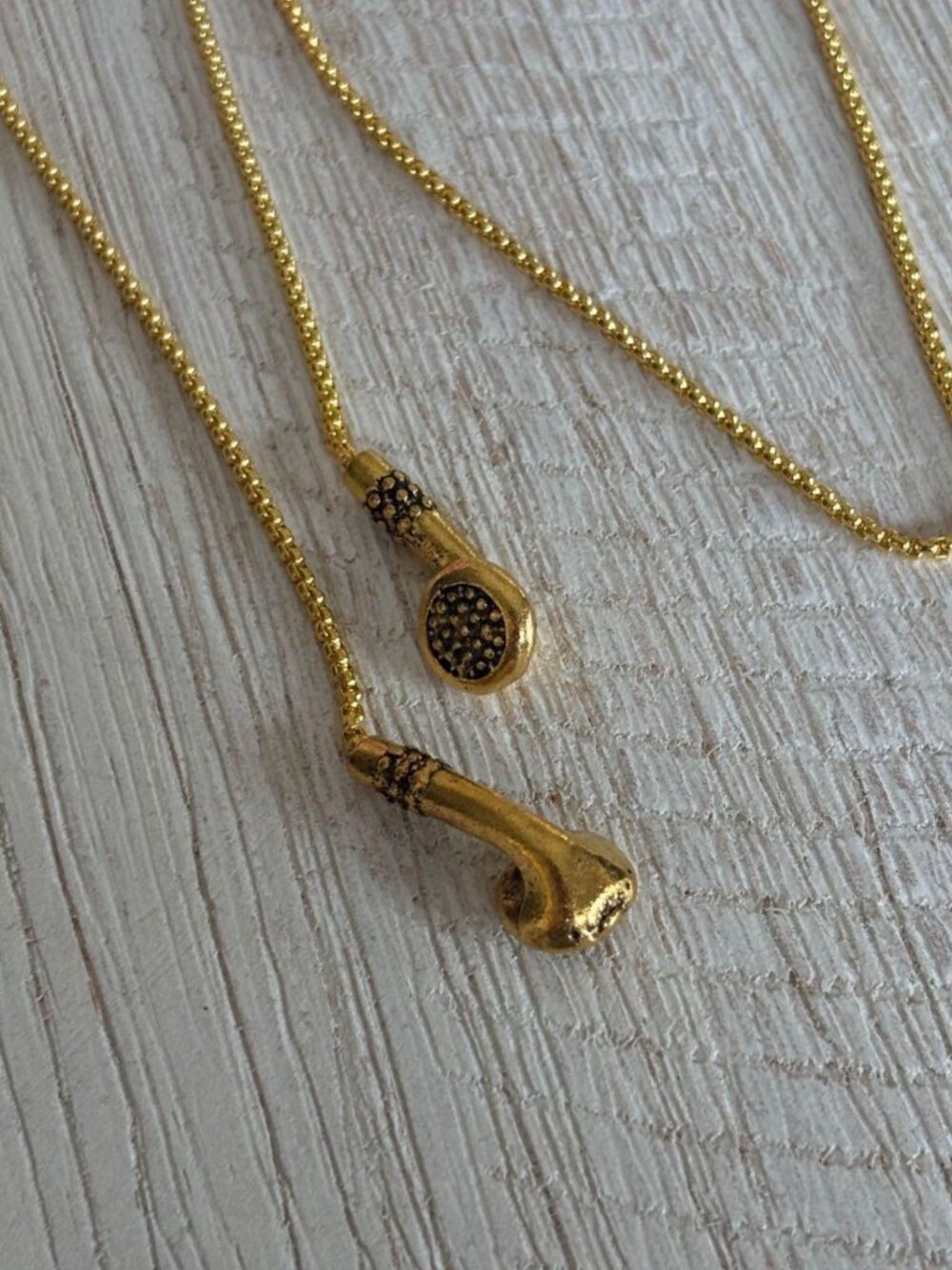 Gold Headphone Pendant Lariat Necklace Y2K